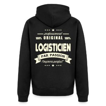 Logisticien Original - Veste à capuche bio Premium Unisexe - noir - Dos - Nico (187cm)