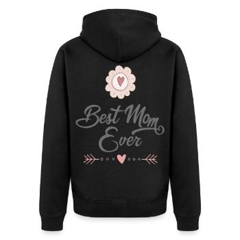 Mutter - Unisex Premium Bio Zip Hoodie - Schwarz - Hinten - Nico (187cm)