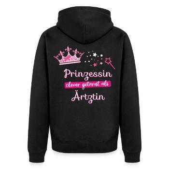 Ärztin Prinzessin Beruf Frau fee Krone beste mama - Unisex Premium Bio Zip Hoodie - Schwarz - Hinten - Nico (187cm)