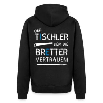 Tischler Bretter Beruf zimmermann holzwurm Holz ba - Unisex Premium Bio Zip Hoodie - Schwarz - Hinten - Nico (187cm)