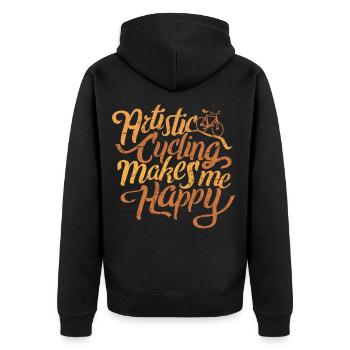Kunstrad, Kunstradfahren,  Makes Me Happy - Unisex Premium Bio Zip Hoodie - Schwarz - Hinten - Nico (187cm)