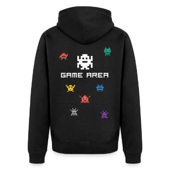 zone de jeu pixel nerd pc konsole retro gamer Monste - Veste à capuche bio Premium Unisexe - noir - Dos - Nico (187cm)