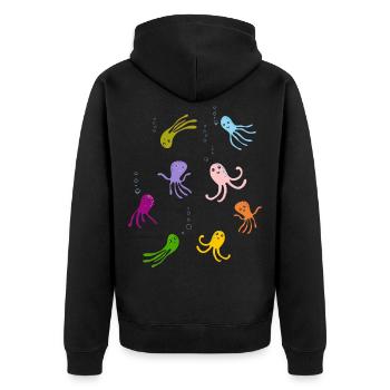 Kraken Fische spielen wasser tentakel bunt funny - Unisex Premium Bio Zip Hoodie - Schwarz - Hinten - Nico (187cm)