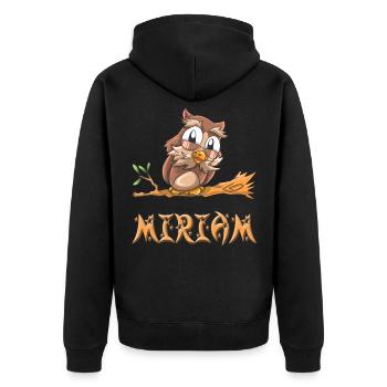 Owl Miriam - Unisex Premium Organic Zip Hoodie - black - Back - Nico (187cm)