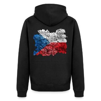 Tschechien Vintage Flagge - Unisex Premium Bio Zip Hoodie - Schwarz - Hinten - Nico (187cm)