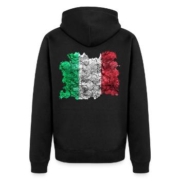 Italien Vintage Flagge - Unisex Premium Bio Zip Hoodie - Schwarz - Hinten - Nico (187cm)