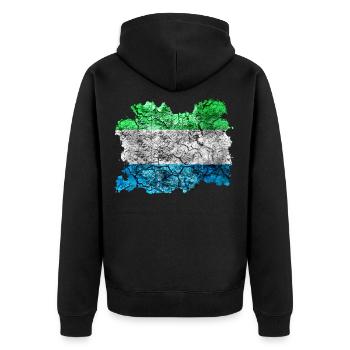 Sierra Leone Vintage Flagge - Unisex Premium Bio Zip Hoodie - Schwarz - Hinten - Nico (187cm)