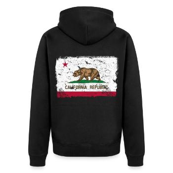Californie Drapeau Vintage - Veste à capuche bio Premium Unisexe - noir - Dos - Nico (187cm)