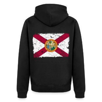 Florida Vintage Flagge - Unisex Premium Bio Zip Hoodie - Schwarz - Hinten - Nico (187cm)