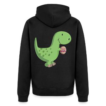 Dino with egg - Unisex Premium Organic Zip Hoodie - black - Back - Nico (187cm)