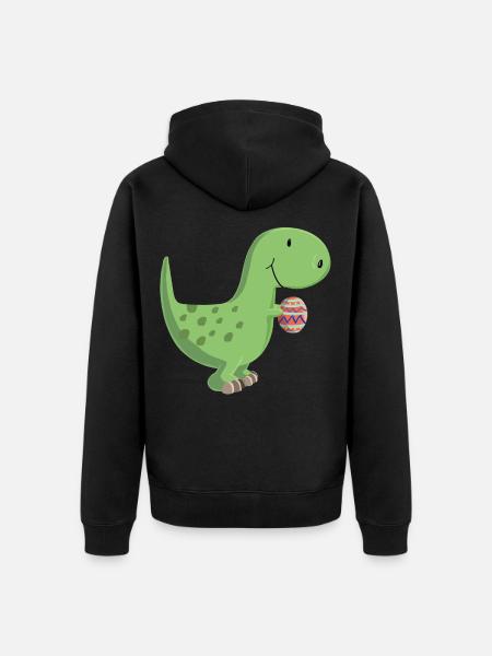 Dino with egg - Unisex Premium Organic Zip Hoodie - black