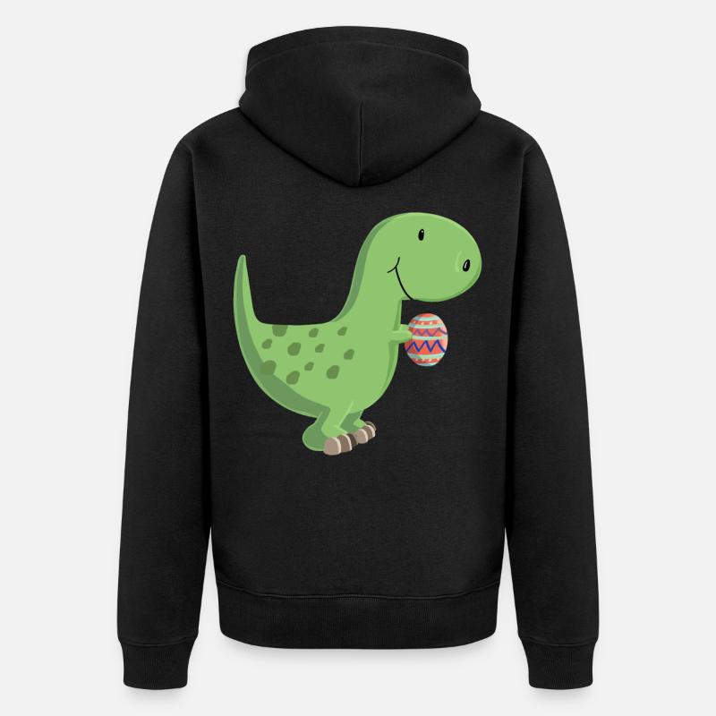Dino mit Ei - Unisex Premium Bio Zip Hoodie - Schwarz
