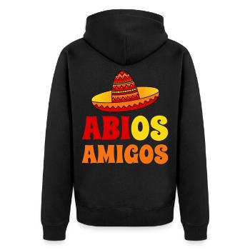 Abitur Abi - Abios Amigos  - Unisex Premium Bio Zip Hoodie - Schwarz - Hinten - Nico (187cm)