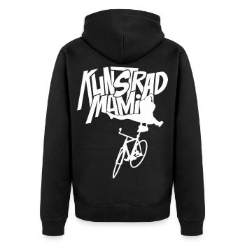Kunstrad, Kunstradfahren, Hallenradsport, Mami - Unisex Premium Bio Zip Hoodie - Schwarz - Hinten - Nico (187cm)