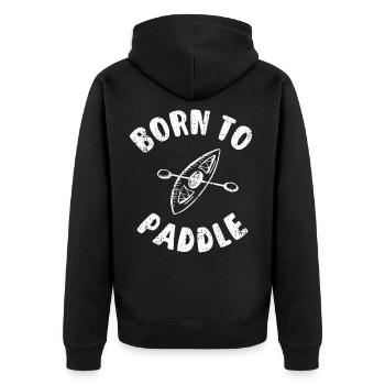 Born To Paddle Kajak - Kanu - Kayak - Boot - Unisex Premium Bio Zip Hoodie - Schwarz - Hinten - Nico (187cm)