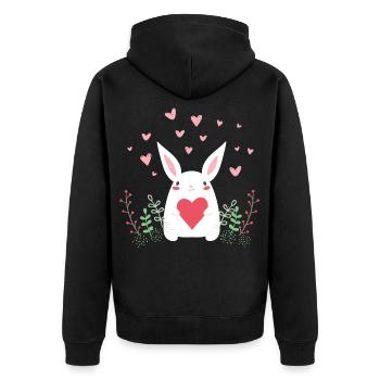 Lapin de l’Est Lapin de Pâques Oreilles de lapin mignon LOL - Veste à capuche bio Premium Unisexe - noir - Dos - Nico (187cm)