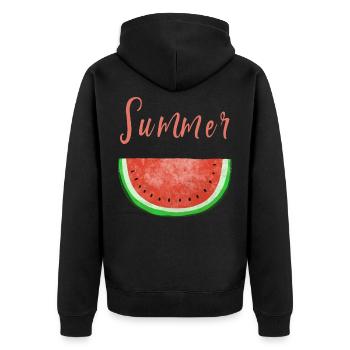 Summer Time Wassermelone - Melone - Sommer - Unisex Premium Bio Zip Hoodie - Schwarz - Hinten - Nico (187cm)