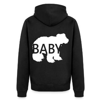 Baby Bär Weiss Tolle Geschenkidee - Unisex Premium Bio Zip Hoodie - Schwarz - Hinten - Nico (187cm)