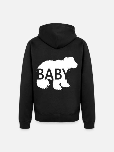Baby Bär Weiss Tolle Geschenkidee - Unisex Premium Bio Zip Hoodie - Schwarz