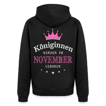 Queens born in November Birthday Birth - Unisex Premium Organic Zip Hoodie - black - Back - Nico (187cm)