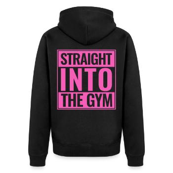 Sports Gym Saying Straight Into The Gym - Unisex Premium Organic Zip Hoodie - black - Back - Nico (187cm)