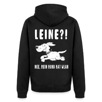 Leash - Nee my dog has Wi-Fi - Dogs - Gift - Unisex Premium Organic Zip Hoodie - black - Back - Nico (187cm)