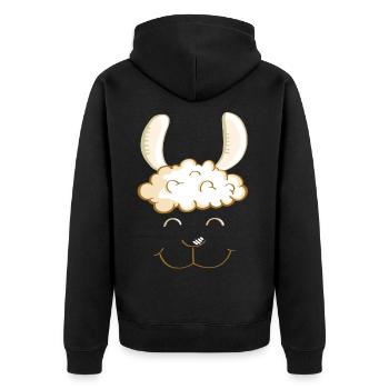 Funny Lama Gesicht - Kopf - Lamas - Geschenk - Unisex Premium Bio Zip Hoodie - Schwarz - Hinten - Nico (187cm)