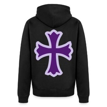 cross - Unisex Premium Organic Zip Hoodie - black - Back - Nico (187cm)