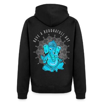 buddha ganesha yoga namaste elefant meditation om - Unisex Premium Bio Zip Hoodie - Schwarz - Hinten - Nico (187cm)