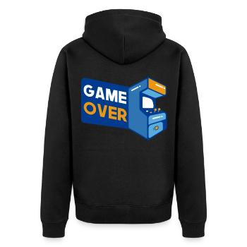 Gaming Game Over Slot Machine - Unisex Premium Organic Zip Hoodie - black - Back - Nico (187cm)