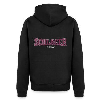 Ich liebe deutschen Schlager - Ultra - Geschenk - Unisex Premium Bio Zip Hoodie - Schwarz - Hinten - Nico (187cm)