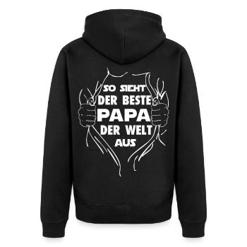 So sieht der beste Papa der welt aus - Unisex Premium Bio Zip Hoodie - Schwarz - Hinten - Nico (187cm)