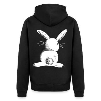 Weißer Langohr Hase Comic - Unisex Premium Bio Zip Hoodie - Schwarz - Hinten - Nico (187cm)