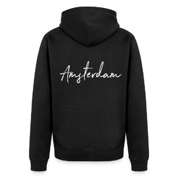 Amsterdam - Veste à capuche bio Premium Unisexe - noir - Dos - Nico (187cm)