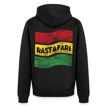 Rastafari Fahne - Unisex Premium Bio Zip Hoodie - Schwarz - Hinten - Nico (187cm)