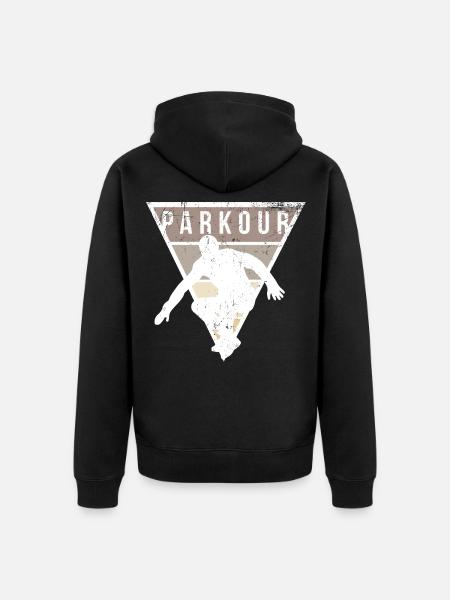 Schwindelfreier Parkour Dachläufer - Unisex Premium Bio Zip Hoodie - Schwarz