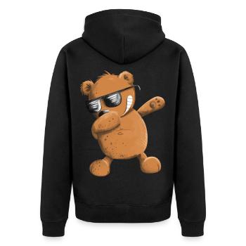 Dabbender Brown Bear Dab Dance Animals I Dabbing Bear - Unisex Premium Organic Zip Hoodie - black - Back - Nico (187cm)
