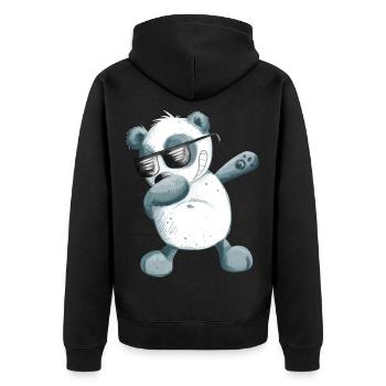 Dabbender Panda I Dab Dance Tiere I Dabbing Bär - Unisex Premium Bio Zip Hoodie - Schwarz - Hinten - Nico (187cm)