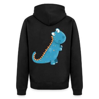 Funny Little Dino I Boy Kids Gift - Unisex Premium Organic Zip Hoodie - black - Back - Nico (187cm)