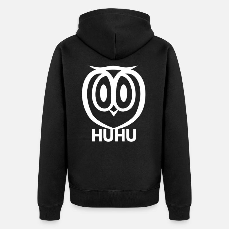 HuHu Eule - Unisex Premium Bio Zip Hoodie - Schwarz