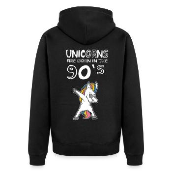 Unicorn Dab Dance 90's Kid Birthday Gift Idea - Unisex Premium Organic Zip Hoodie - black - Back - Nico (187cm)