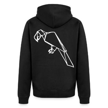 Ara | Papagei | Origami - Unisex Premium Bio Zip Hoodie - Schwarz - Hinten - Nico (187cm)