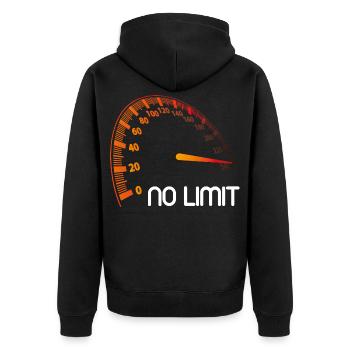 Tacho - No Limit - Unisex Premium Bio Zip Hoodie - Schwarz - Hinten - Nico (187cm)