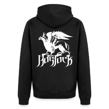 Rostock Greif - Unisex Premium Bio Zip Hoodie - Schwarz - Hinten - Nico (187cm)