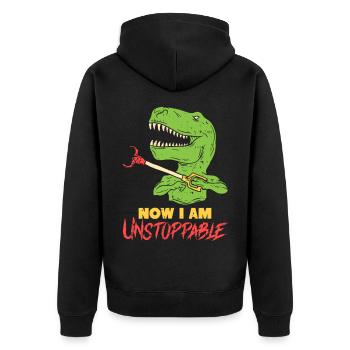 T-REX Joke Dinosaur Tyrannosaurus Rex Gift - Unisex Premium Organic Zip Hoodie - black - Back - Nico (187cm)