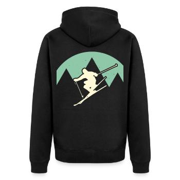 skier - Unisex Premium Organic Zip Hoodie - black - Back - Nico (187cm)