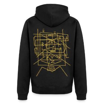 alphabet - Unisex Premium Organic Zip Hoodie - black - Back - Nico (187cm)
