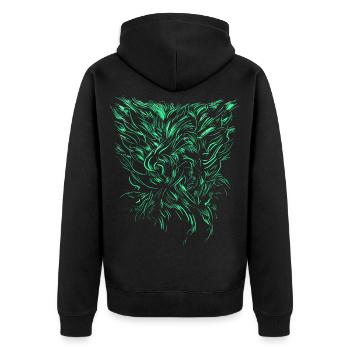 Alien Tribal / abstrakt - Unisex Premium Bio Zip Hoodie - Schwarz - Hinten - Nico (187cm)