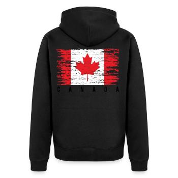 Grunge-Kanadische Flagge - Unisex Premium Bio Zip Hoodie - Schwarz - Hinten - Nico (187cm)