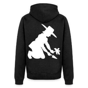 Garten - Pflanzen - Gartenarbeit - Unisex Premium Bio Zip Hoodie - Schwarz - Hinten - Nico (187cm)